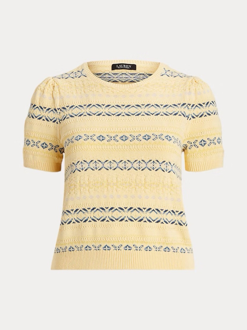 LAUREN Ralph Lauren Yellow Fair Isle Cotton-Linen Sweater